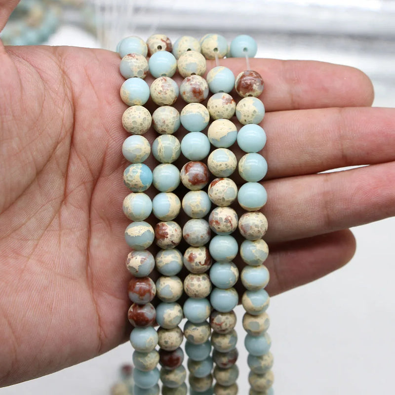Natural ShouShan Stone Sediment Jaspers Beads for Jewelry Making DIY Bracelet