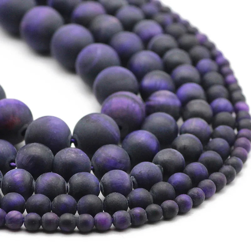 Matte Purple Tiger's Eye Spacers Round Loose Beads for DIY Jewelry Making