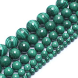 Green Malachite Stone Beads Round 15 inch