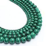Green Malachite Stone Beads Round 15 inch