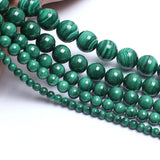 Green Malachite Stone Beads Round 15 inch