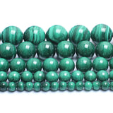 Green Malachite Stone Beads Round 15 inch