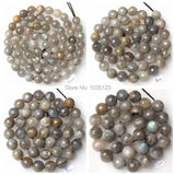 Natural Gray Labradorite Stone Faceted Round Beads 15 Inch