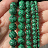 Natural Green Malachite Stone Beads Round Spacer Beads for Jewelry Making