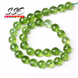 Green Peridot Crystal Quartz Round Loose Beads 15''Inches/Strands