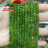 Green Peridot Crystal Quartz Round Loose Beads 15''Inches/Strands