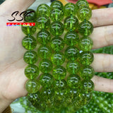 Green Peridot Crystal Quartz Round Loose Beads 15''Inches/Strands