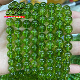 Green Peridot Crystal Quartz Round Loose Beads 15''Inches/Strands