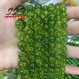 Green Peridot Crystal Quartz Round Loose Beads 15''Inches/Strands