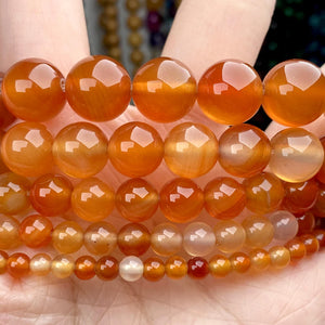 Natural Orange Red Agates Carnelian Stone Beads 12mm