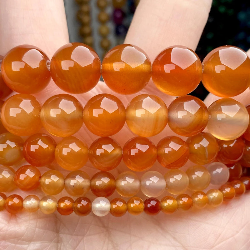 Natural Orange Red Agates Carnelian Stone Beads 12mm