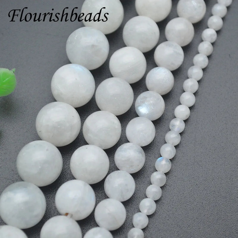 Natural Rainbow Moonstone Smooth Round Beads 2 strand/lot