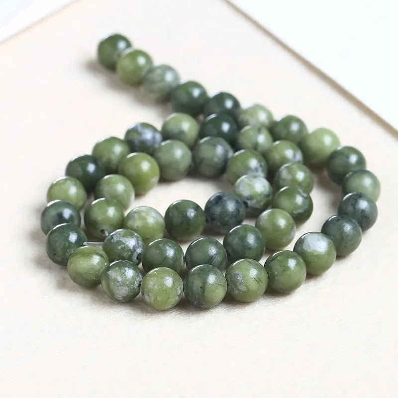 4-12mm Natural Southern Jade Stone Beads Round 15' DIY Bracelet Accessories
