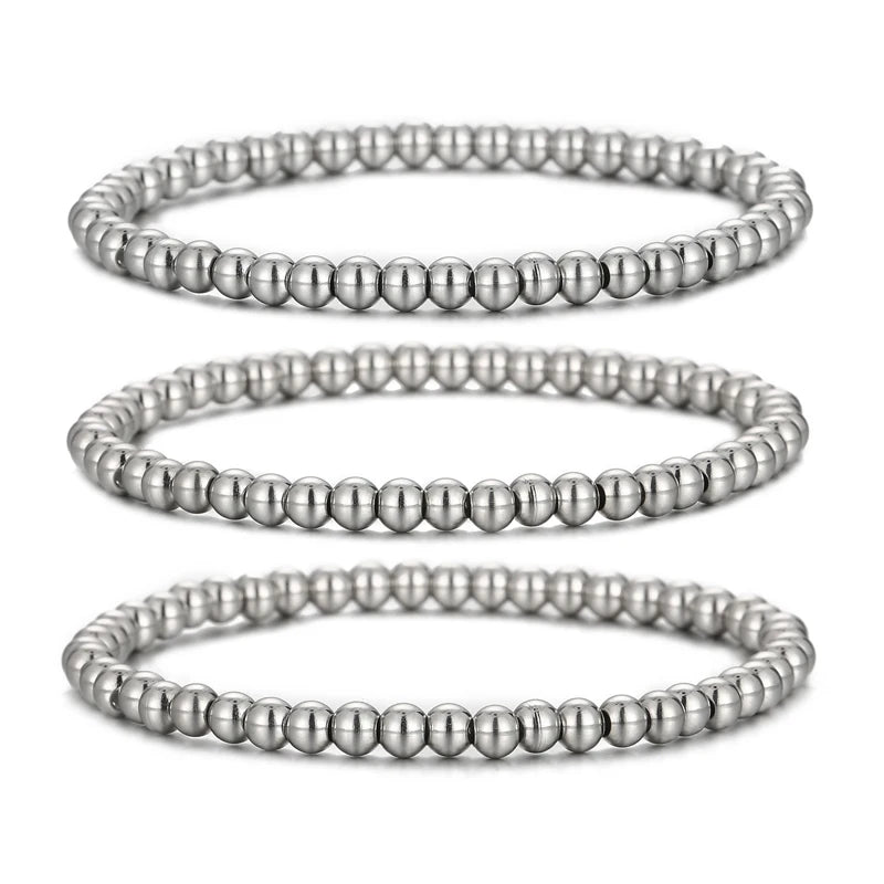 Stainless Steel Bead Bracelet for Women Men
