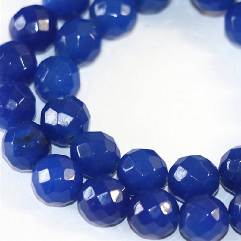 Faceted Round Stone Jades Loose Beads Chalcedony DIY Jewelry