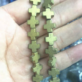 Natural Hematite Cross Shape Spacer Beads 15inch