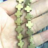 Natural Hematite Cross Shape Spacer Beads 15inch