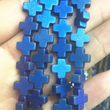 Natural Hematite Cross Shape Spacer Beads 15inch