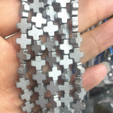 Natural Hematite Cross Shape Spacer Beads 15inch