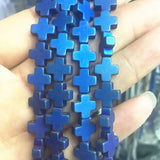 Natural Hematite Cross Shape Spacer Beads 15inch