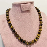4/6/8/10MM Yellow Tiger Eye Necklace - Natural Stone Wedding Party Power Jewelry