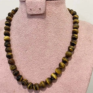 4/6/8/10MM Yellow Tiger Eye Necklace - Natural Stone Wedding Party Power Jewelry