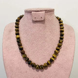 4/6/8/10MM Yellow Tiger Eye Necklace - Natural Stone Wedding Party Power Jewelry