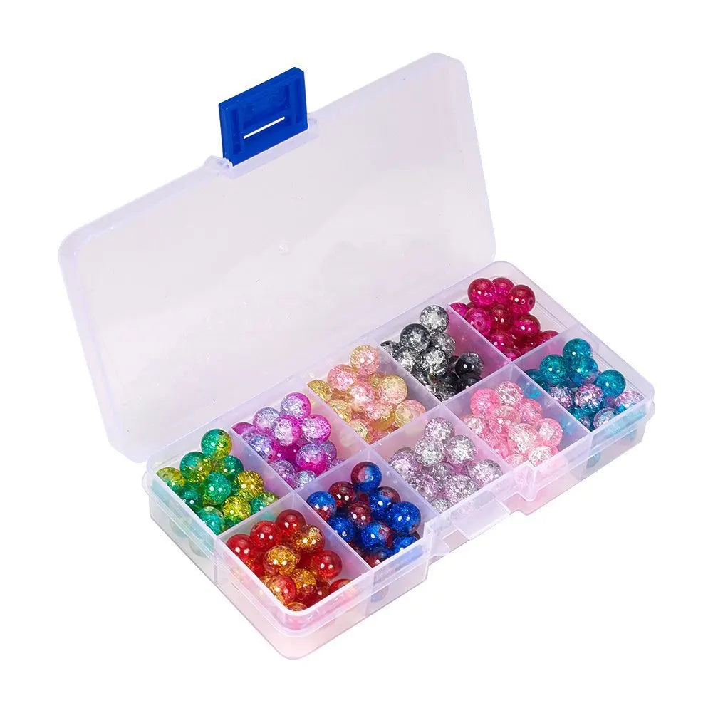 Colorful Round Crack Glass Loose Beads Set DIY Bracelet Jewelry Accessories