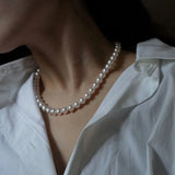 4/6/8/10mm Beads Pearls Necklace for Men Classic Pearls Necklace Choker