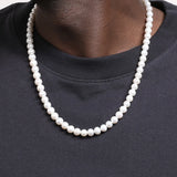 4/6/8/10mm Beads Pearls Necklace for Men Classic Pearls Necklace Choker