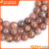4/6/8/10mm Brown Sunstone Round Chakra Beads Lot 15inch