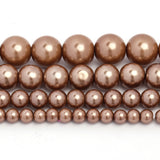 4/6/8/10mm Coffee Glass Pearls Beads Smooth Round Beads For Jewelry DIY
