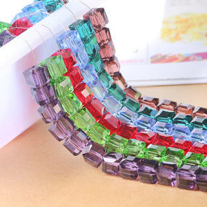 Glass Crystal Square Beads Spacer for Jewelry Making DIY Cube Bead & Necklace