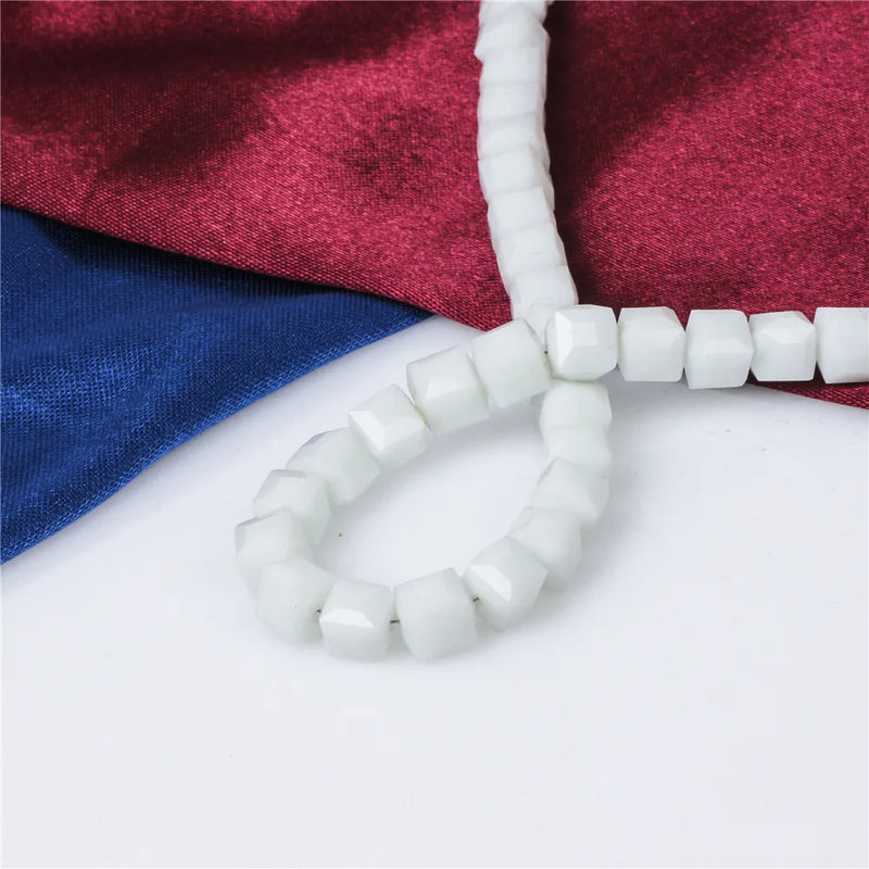 Glass Crystal Square Beads Spacer for Jewelry Making DIY Cube Bead & Necklace