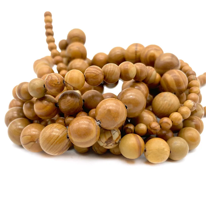 Brown Wood Grain Stone Beads 4-10mm Round Loose Beads for DIY Jewelry
