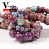 4/6/8/10mm Purple Sea Sediment Japsers Turquoises Round Beads for Jewelry Making