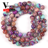 4/6/8/10mm Purple Sea Sediment Japsers Turquoises Round Beads for Jewelry Making