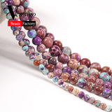 4/6/8/10mm Purple Sea Sediment Japsers Turquoises Round Beads for Jewelry Making