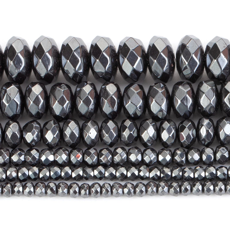 4/6/8/10mm Hematite Faceted Oval Spacer Beads for Jewelry Making DIY
