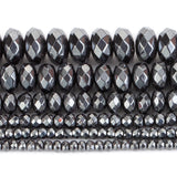 4/6/8/10mm Hematite Faceted Oval Spacer Beads for Jewelry Making DIY