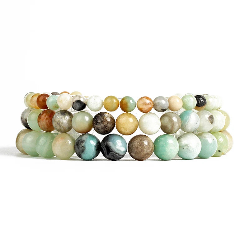4/6/8/10mm Multicolor Amazonite Beads Bracelet - Healing Yoga Charm Bangle