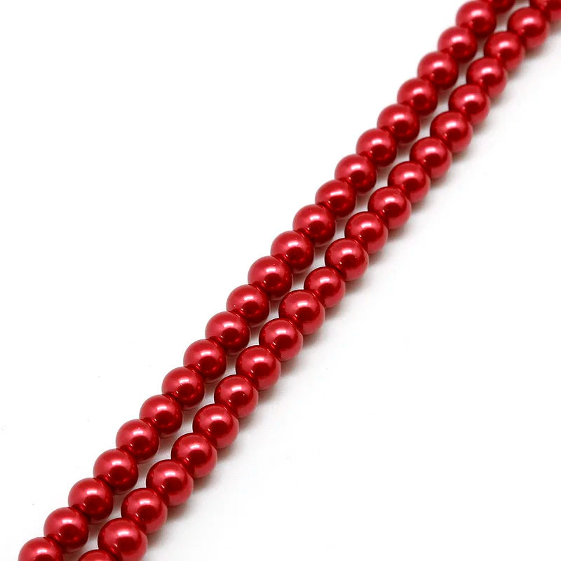4/6/8/10mm Pearlized Round Glass Beads for Jewelry Making