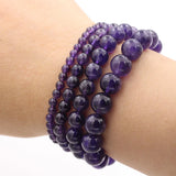 Purple Powder Quartz Natural Stone Bead Bracelet Amethyst Jewelry