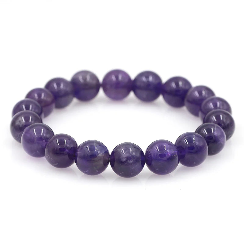 Purple Powder Quartz Natural Stone Bead Bracelet Amethyst Jewelry