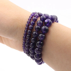 Purple Powder Quartz Natural Stone Bead Bracelet Amethyst Jewelry