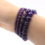 Purple Powder Quartz Natural Stone Bead Bracelet Amethyst Jewelry