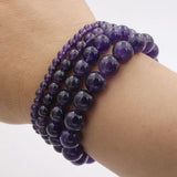 Purple Powder Quartz Natural Stone Bead Bracelet Amethyst Jewelry