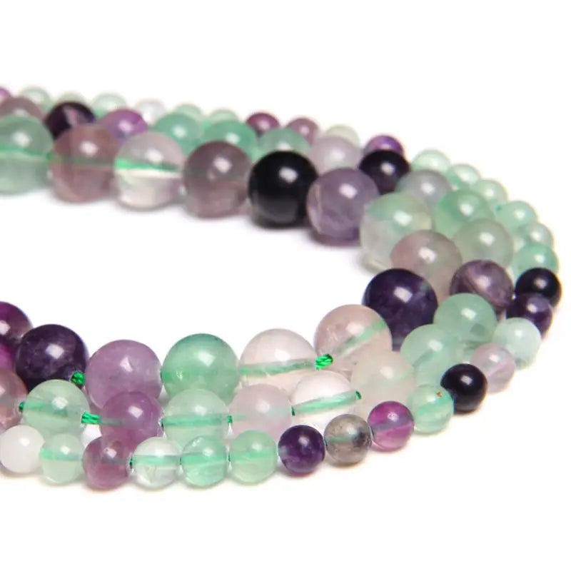 4 6 8 12mm Natural Stone Fluorite Matte Round Loose Beads For Jewelry Making