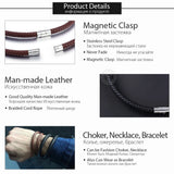 Brown Leather Choker Necklace 8 mm Silver Clasp