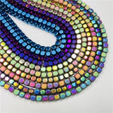 4/6/8/mm Square Hematite Beads Multi-Color Natural Stone DIY Bracelet Necklace